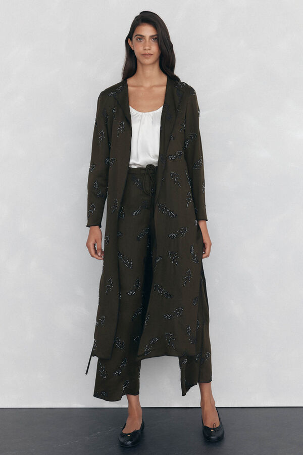 Pedro del Hierro Pantal&oacute;n recto bordado Marr&oacute;n