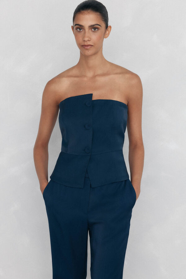 Pedro del Hierro Top liso strapless Azul