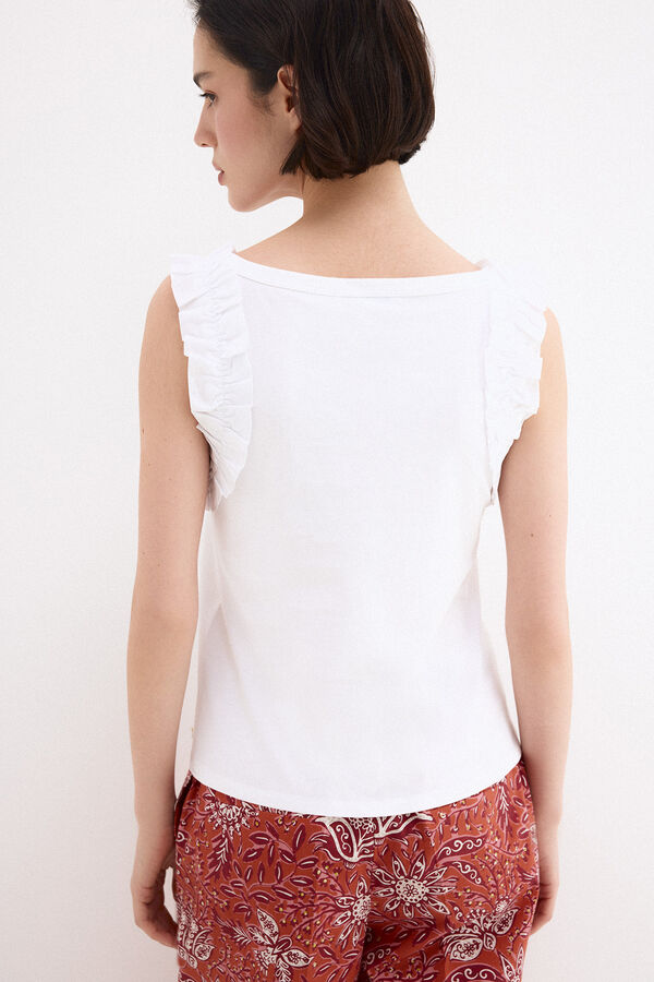 Pedro del Hierro Camiseta tirantes volantes Blanco