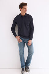 Pedro del Hierro Polo manga larga Azul