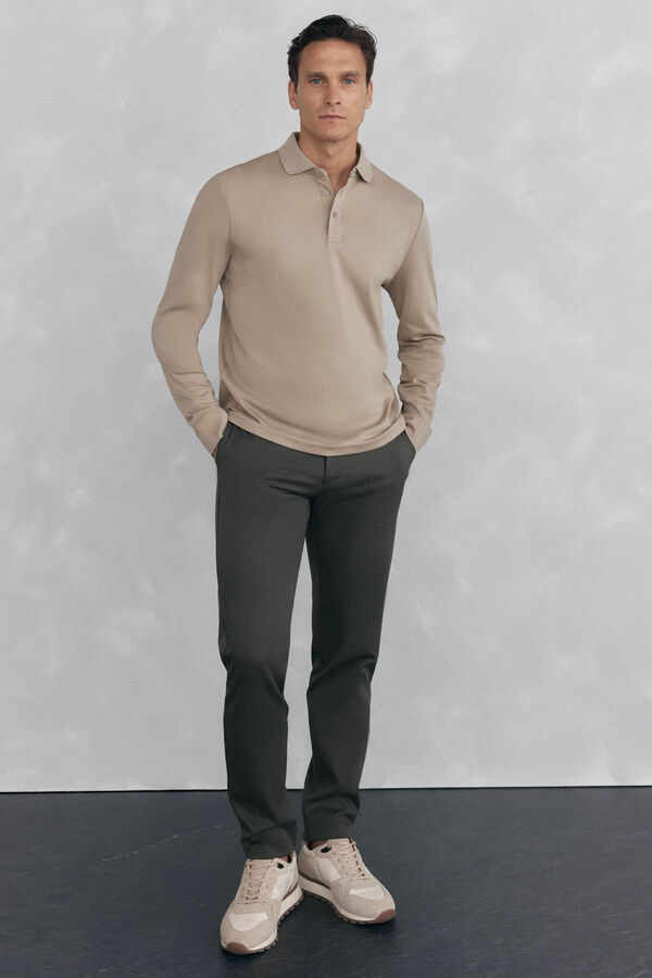 Pedro del Hierro Polo mercerizado manga larga Beige