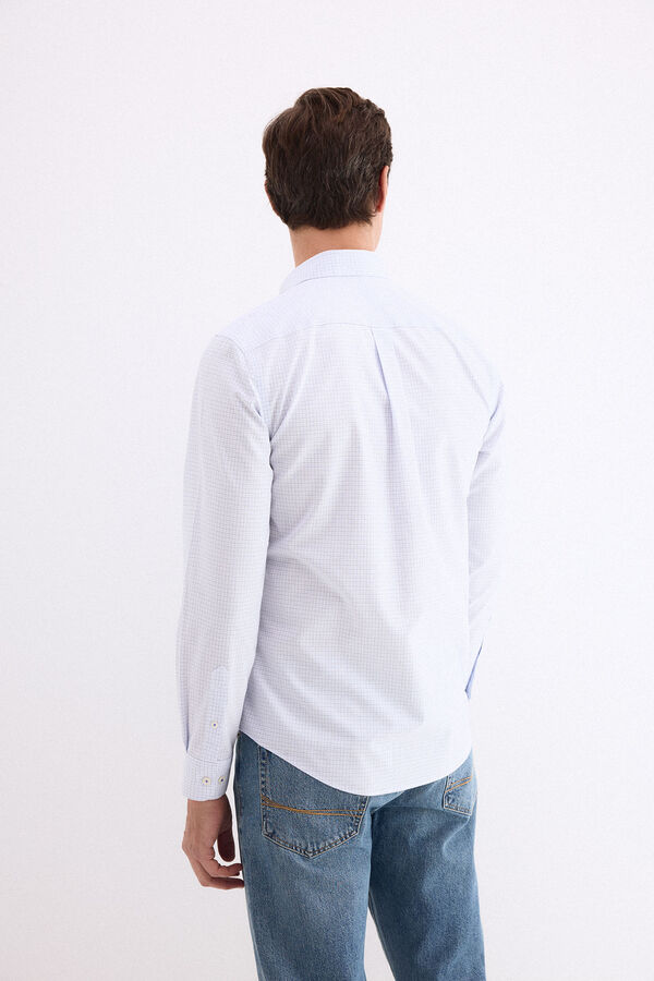 Pedro del Hierro Camisa non iron + antimanchas cuadros Azul