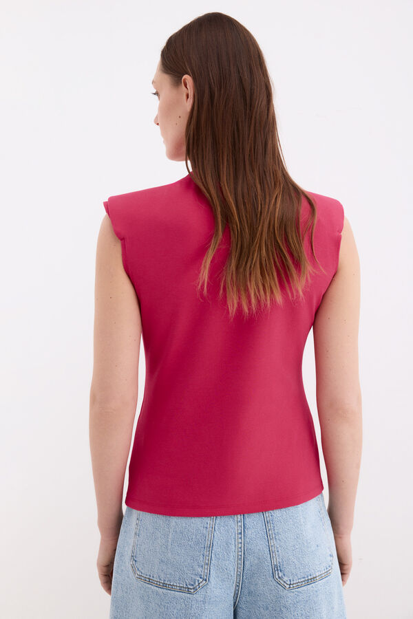 Pedro del Hierro Camiseta manga corta detalle en hombro Rosa