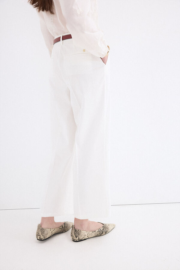 Pedro del Hierro Pantalones wide leg classic Blanco
