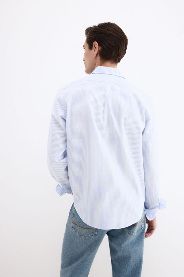 Pedro del Hierro Camisa seersucker rayas Azul