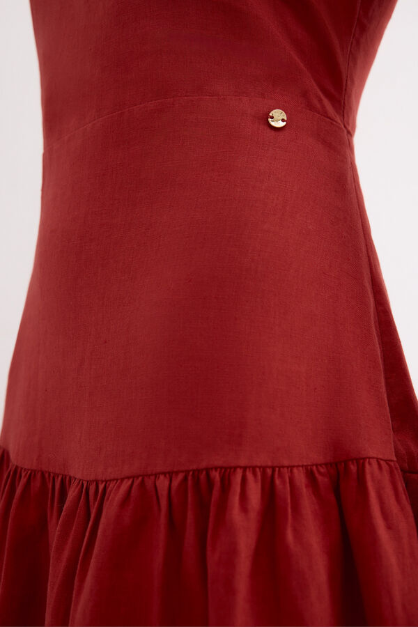 Pedro del Hierro Vestido midi lino Rojo