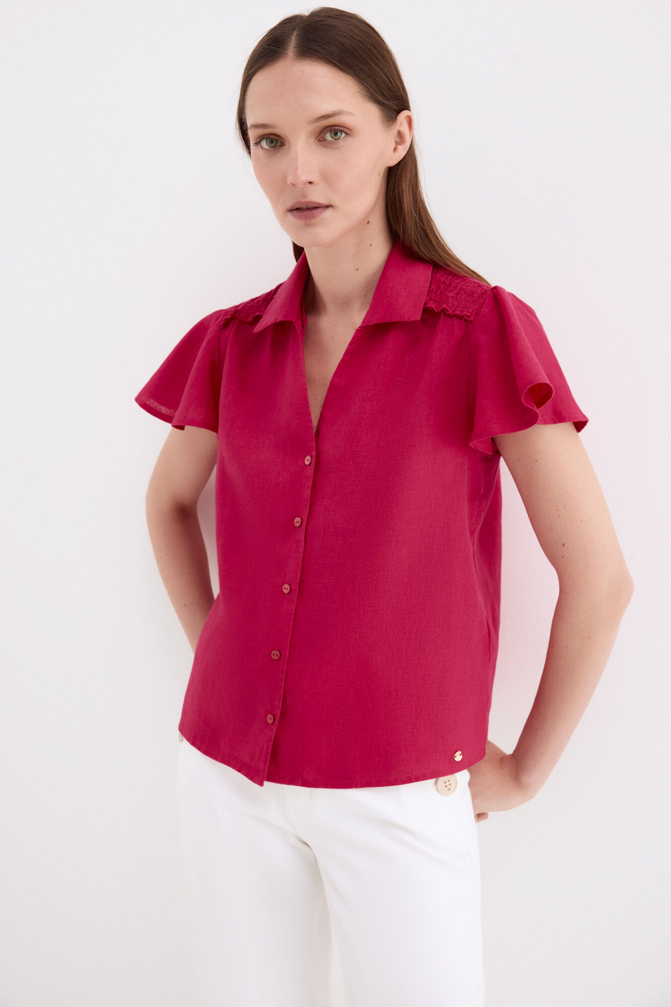 Pedro del Hierro Blusa lino manga corta