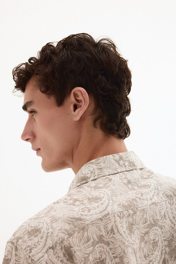 Pedro del Hierro Camisa estampada manga corta Beige