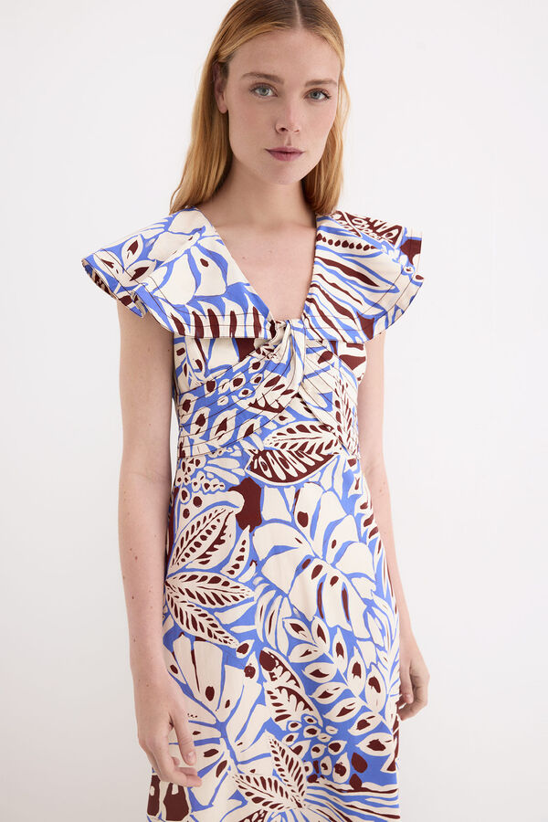Pedro del Hierro Vestido midi volantes Azul