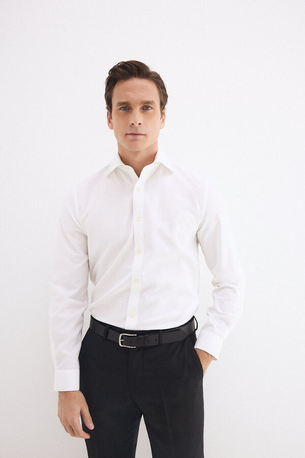 Pedro del Hierro Camisa vestir estructura lisa non iron + antimanchas slim fit Blanco
