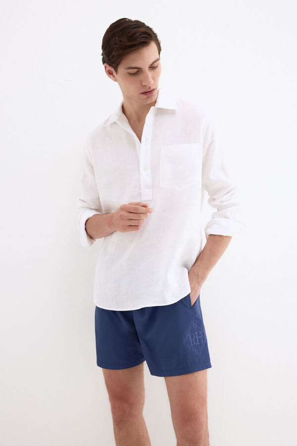 Pedro del Hierro Ba&ntilde;ador liso big logo lateral Azul