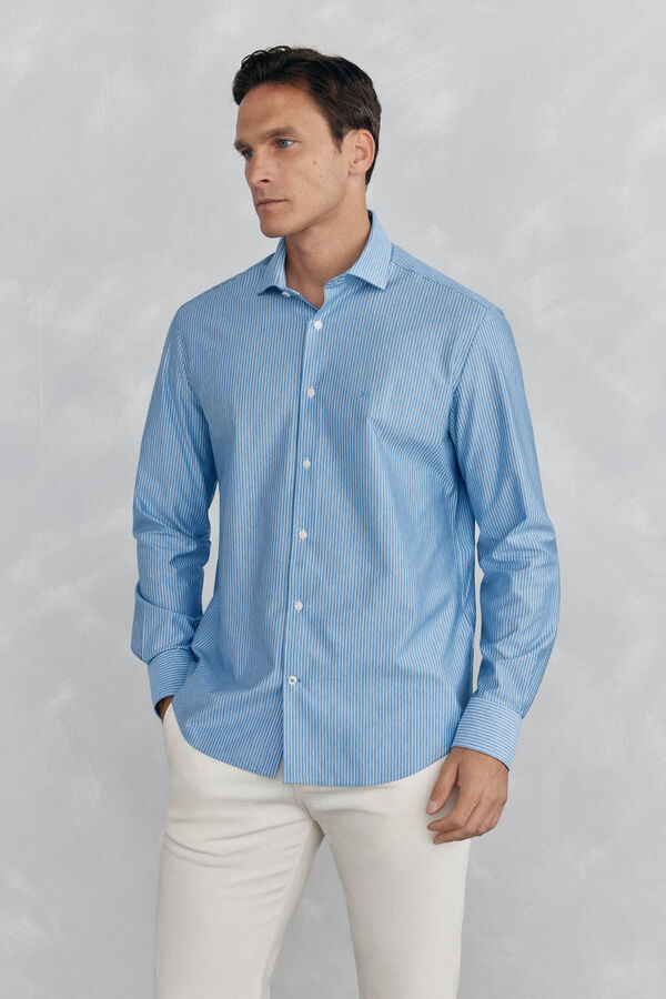 Pedro del Hierro Camisa de tejido de rayas Azul