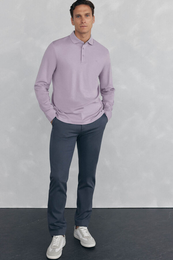 Pedro del Hierro Polo mercerizado manga larga Morado
