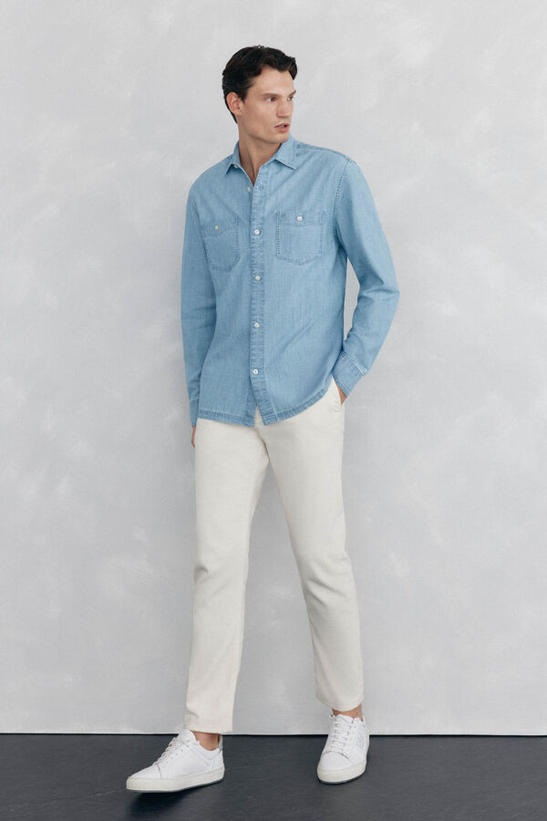 Pedro del Hierro Camisa chambray Azul