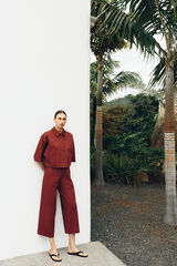 Pedro del Hierro Pantalones wide leg classic Burdeos