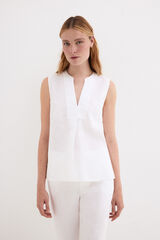 Pedro del Hierro Top liso lino Blanco