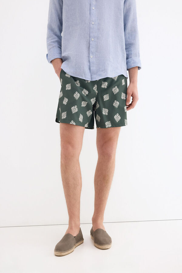 Pedro del Hierro Ba&ntilde;ador estampado &eacute;tnico Verde
