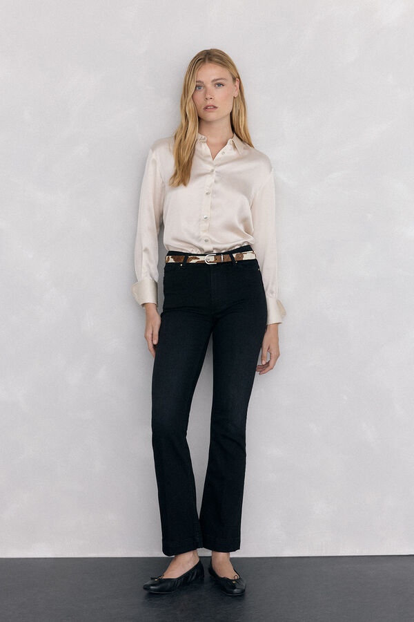 Pedro del Hierro Camisa sat&eacute;n lisa Beige