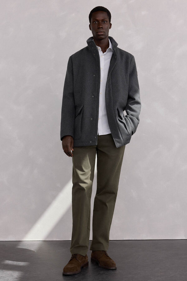 Pedro del Hierro Chamarra de lana con bolsillos Gris