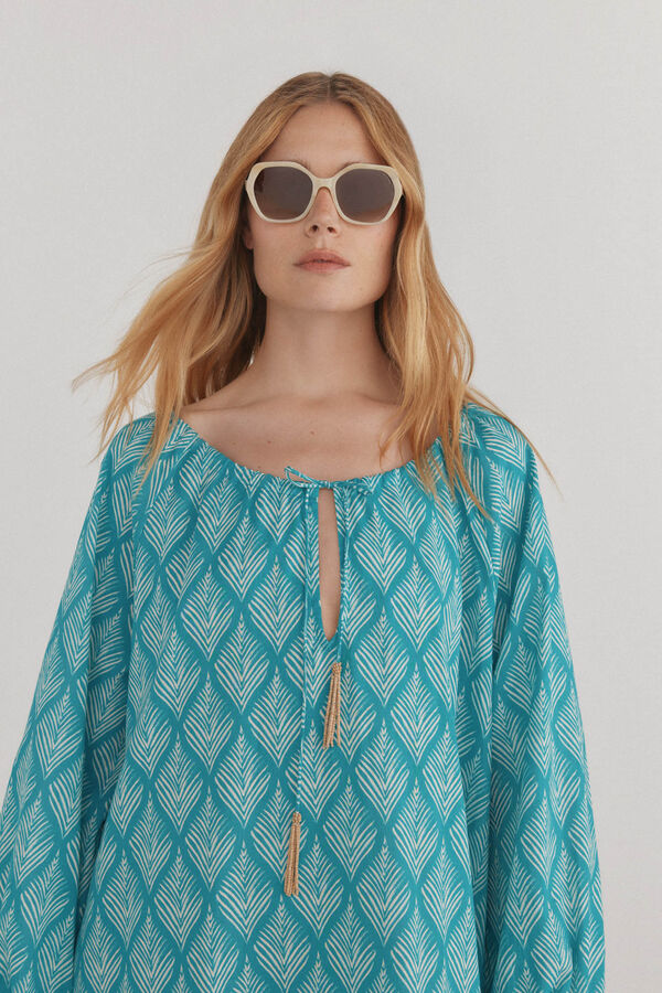 Pedro del Hierro Vestido kaft&aacute;n estampado Turquesa