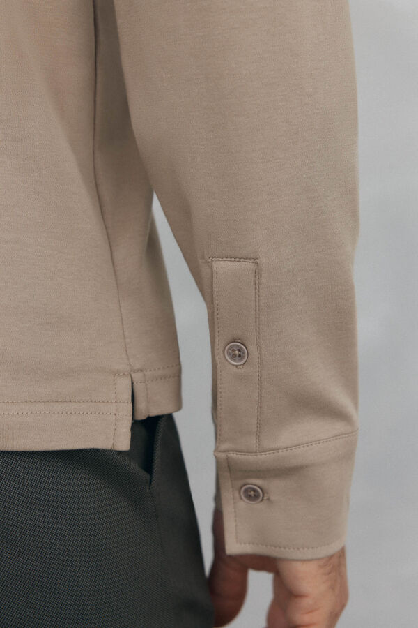 Pedro del Hierro Polo mercerizado manga larga Beige