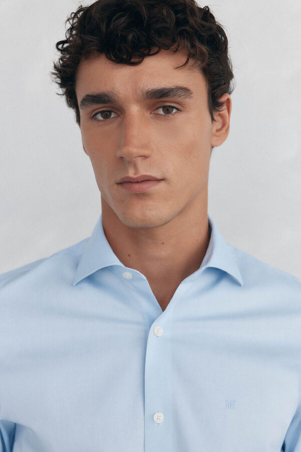Pedro del Hierro Camisa de vestir lisa non iron + antimanchas Azul