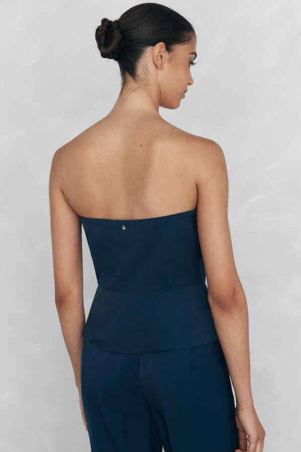 Pedro del Hierro Top liso strapless Azul