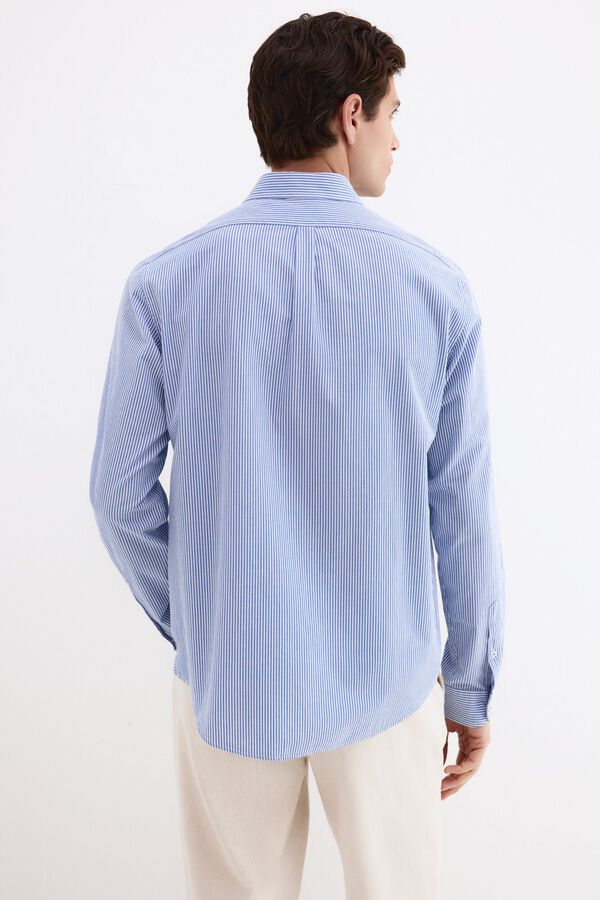 Pedro del Hierro Camisa seersucker rayas Azul