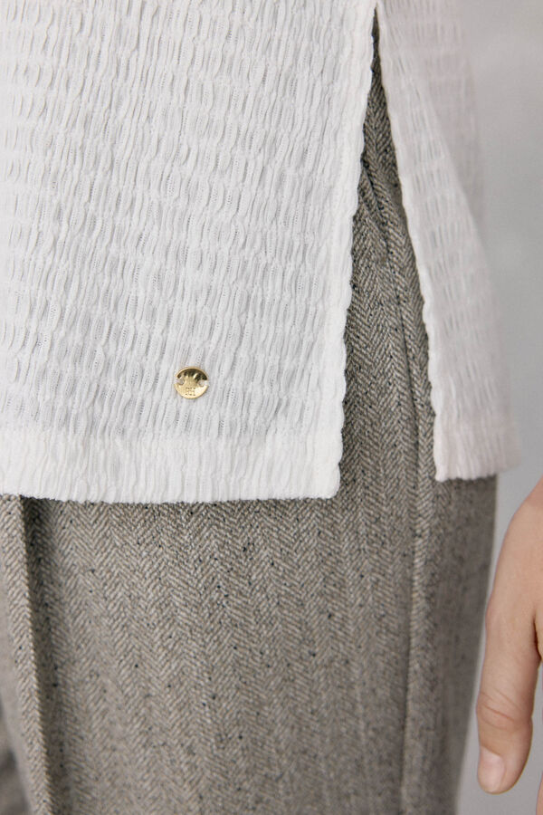 Pedro del Hierro Camisa con cuello de textura Blanco