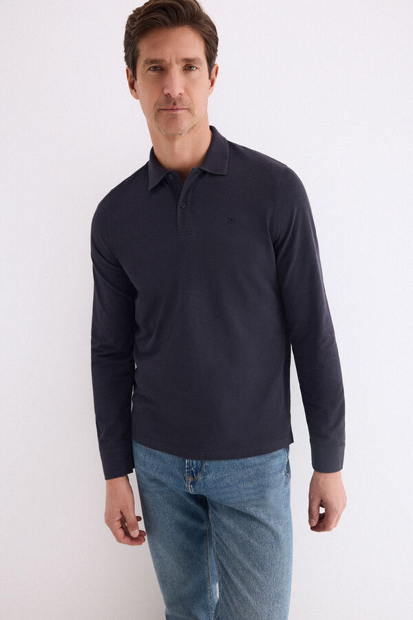 Pedro del Hierro Polo manga larga Azul