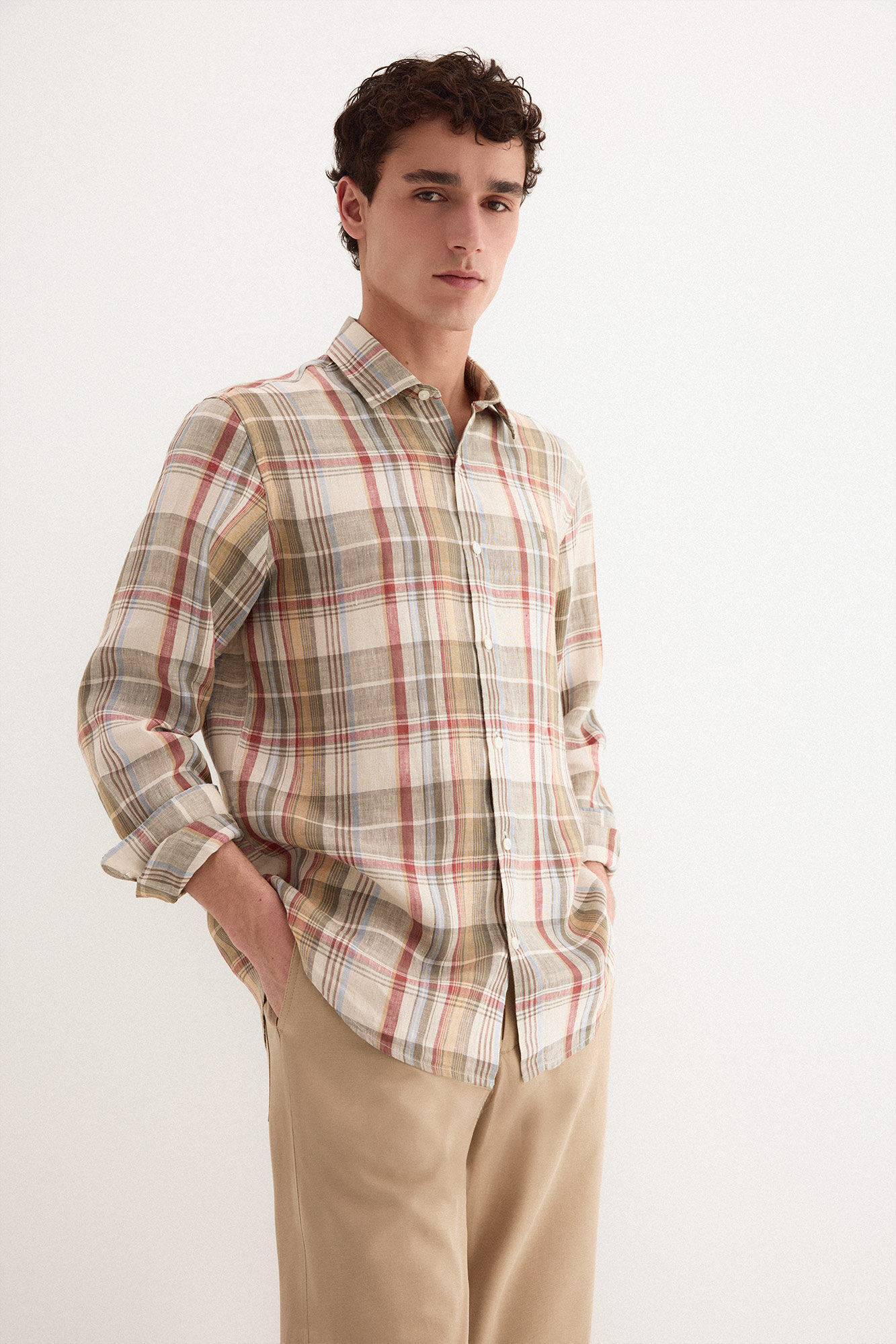 Pedro del Hierro Camisa lino cuadros