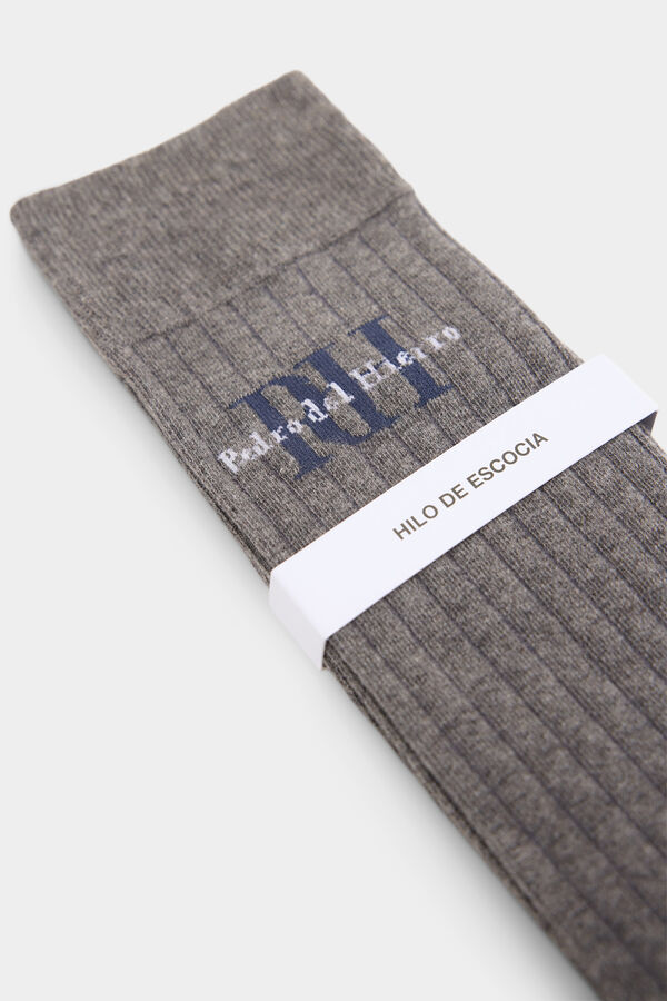 Pedro del Hierro Calcet&iacute;n algod&oacute;n logo Gris