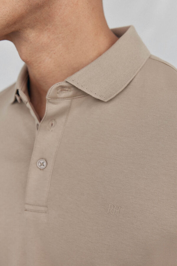 Pedro del Hierro Polo mercerizado manga larga Beige