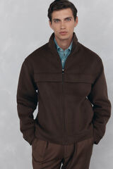 Pedro del Hierro Chamarra handmade de lana Marr&oacute;n