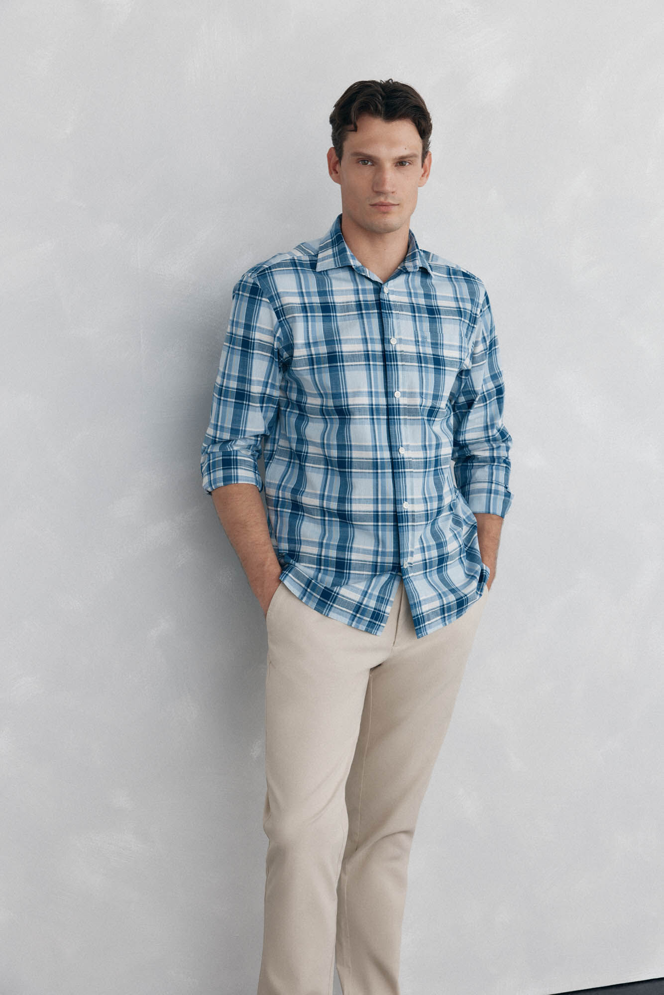 Pedro del Hierro Camisa cuadros tejido flam&eacute;