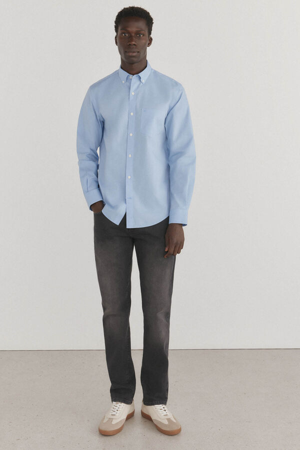 Pedro del Hierro Camisa lisa non iron + antimanchas Azul