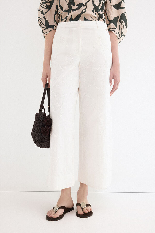 Pedro del Hierro Pantalones wide flare cl&aacute;sicos Blanco