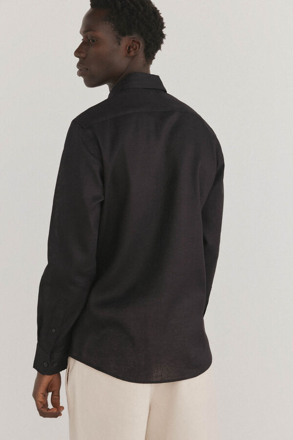 Pedro del Hierro Camisa lisa de lino Negro