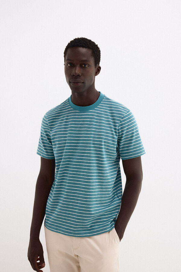 Pedro del Hierro Camiseta rayas Turquesa