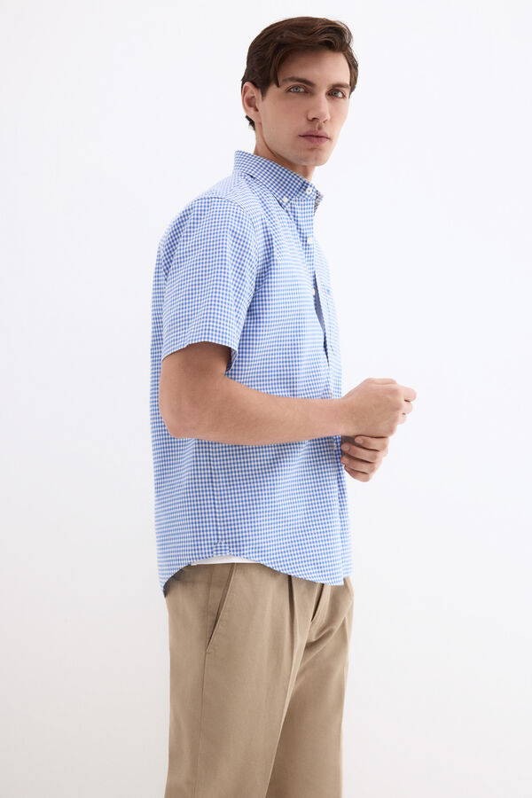 Pedro del Hierro Camisa non iron manga corta cuadros Azul