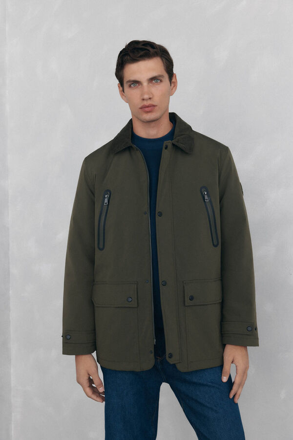 Pedro del Hierro Chaqueta vistas cremallera repelente al agua Verde