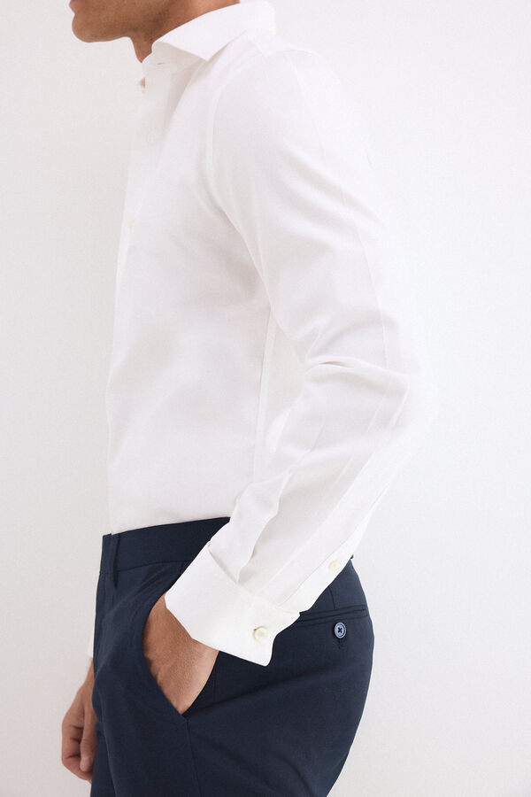 Pedro del Hierro Camisa pu&ntilde;o gemelo lisa non iron + antimanchas slim fit Blanco