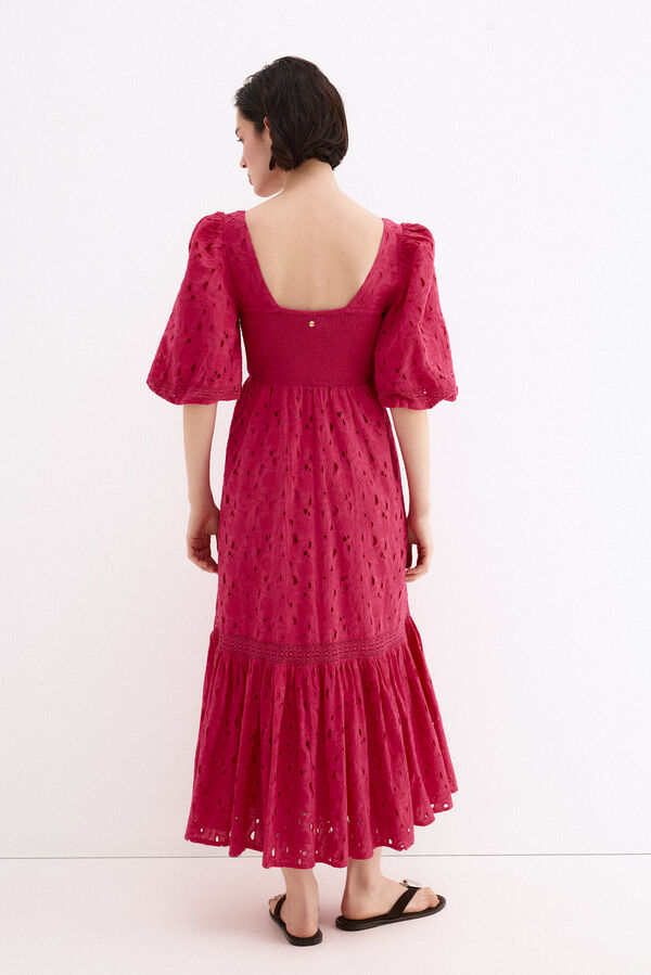 Pedro del Hierro Vestido algod&oacute;n bordados Rosa