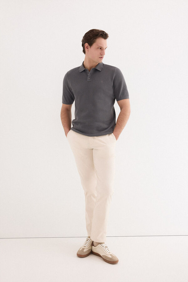 Pedro del Hierro Jersey polo premium manga corta rayas Gris
