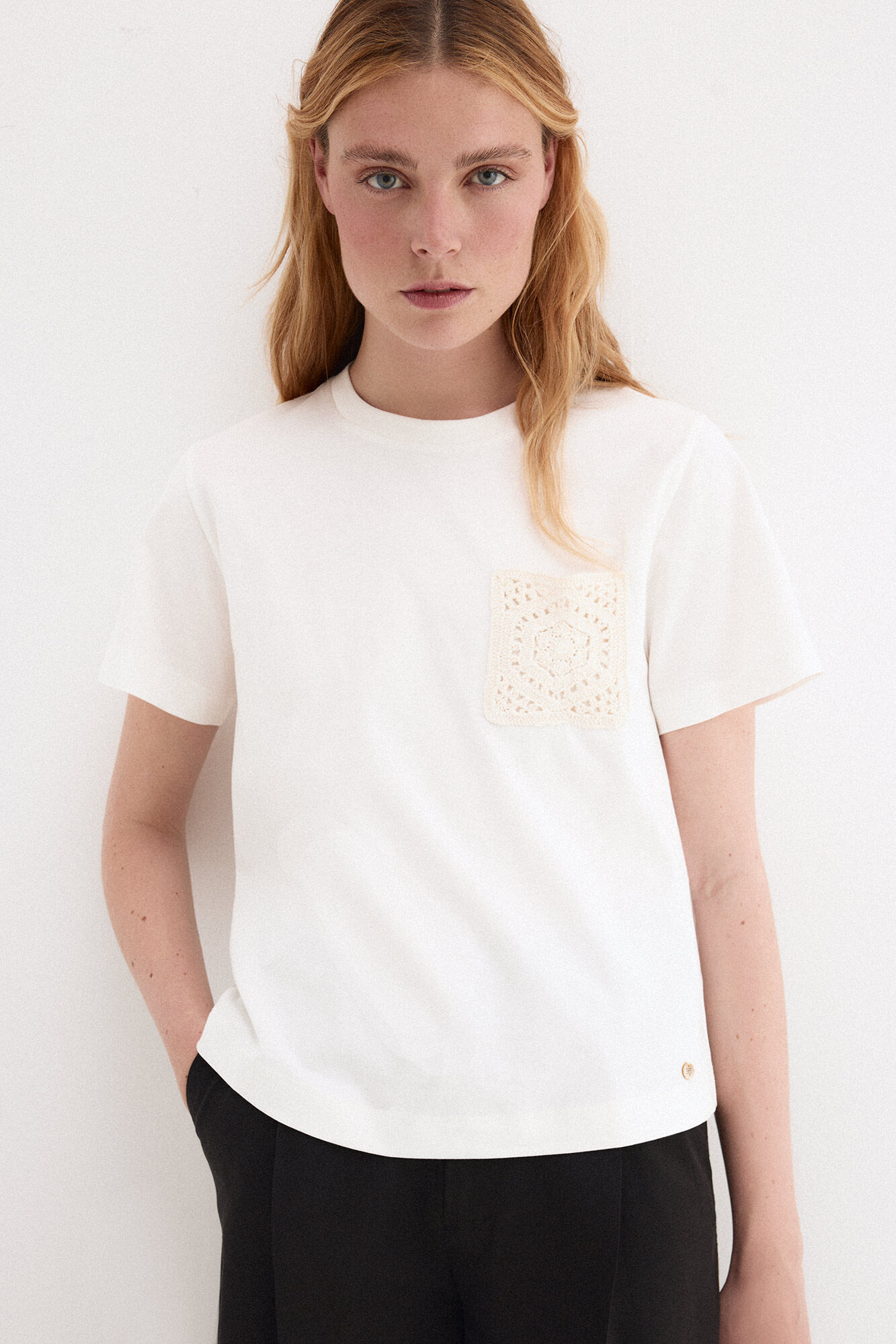 Pedro del Hierro Camiseta bolsillo crochet