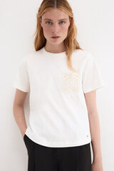 Pedro del Hierro Camiseta bolsillo crochet Blanco