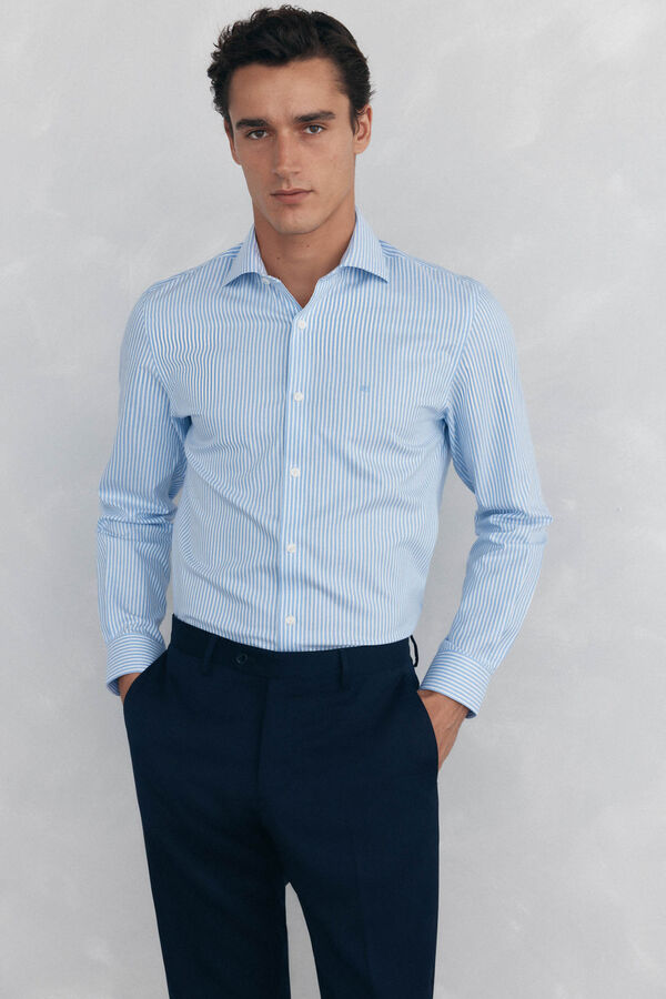 Pedro del Hierro Camisa de vestir de rayas non iron + antimanchas Azul