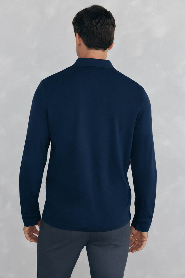 Pedro del Hierro Polo mercerizado manga larga Azul