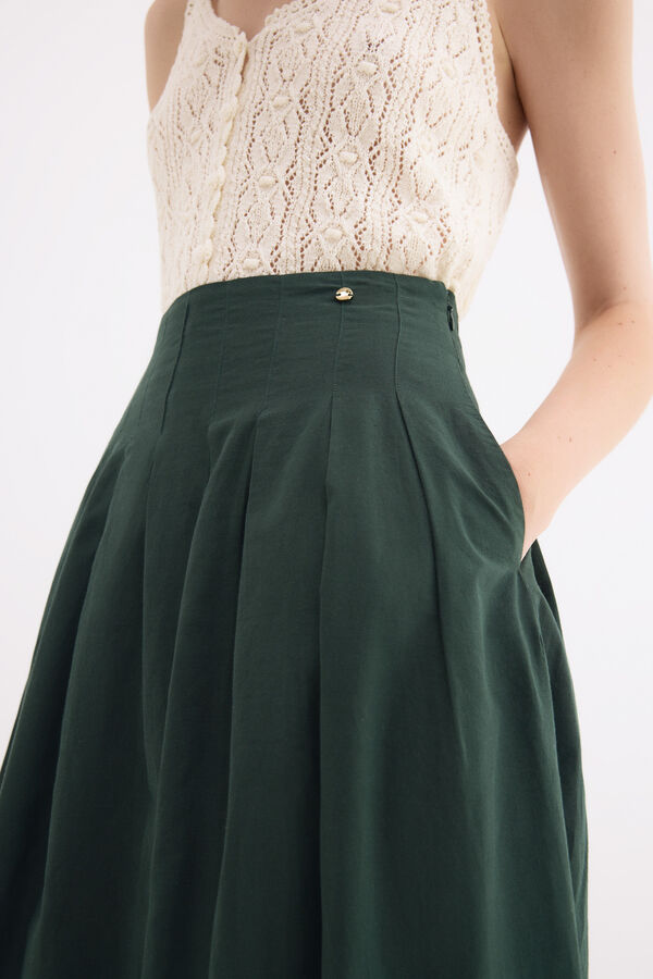 Pedro del Hierro Falda algod&oacute;n bordados Verde