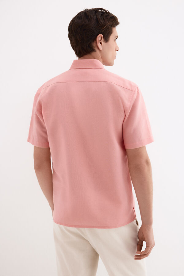 Pedro del Hierro Camisa lisa lino algod&oacute;n Coral